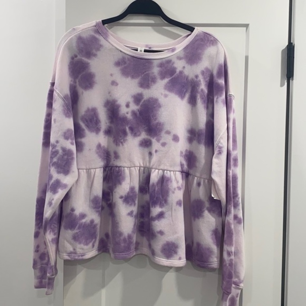 BP white and purple sweater